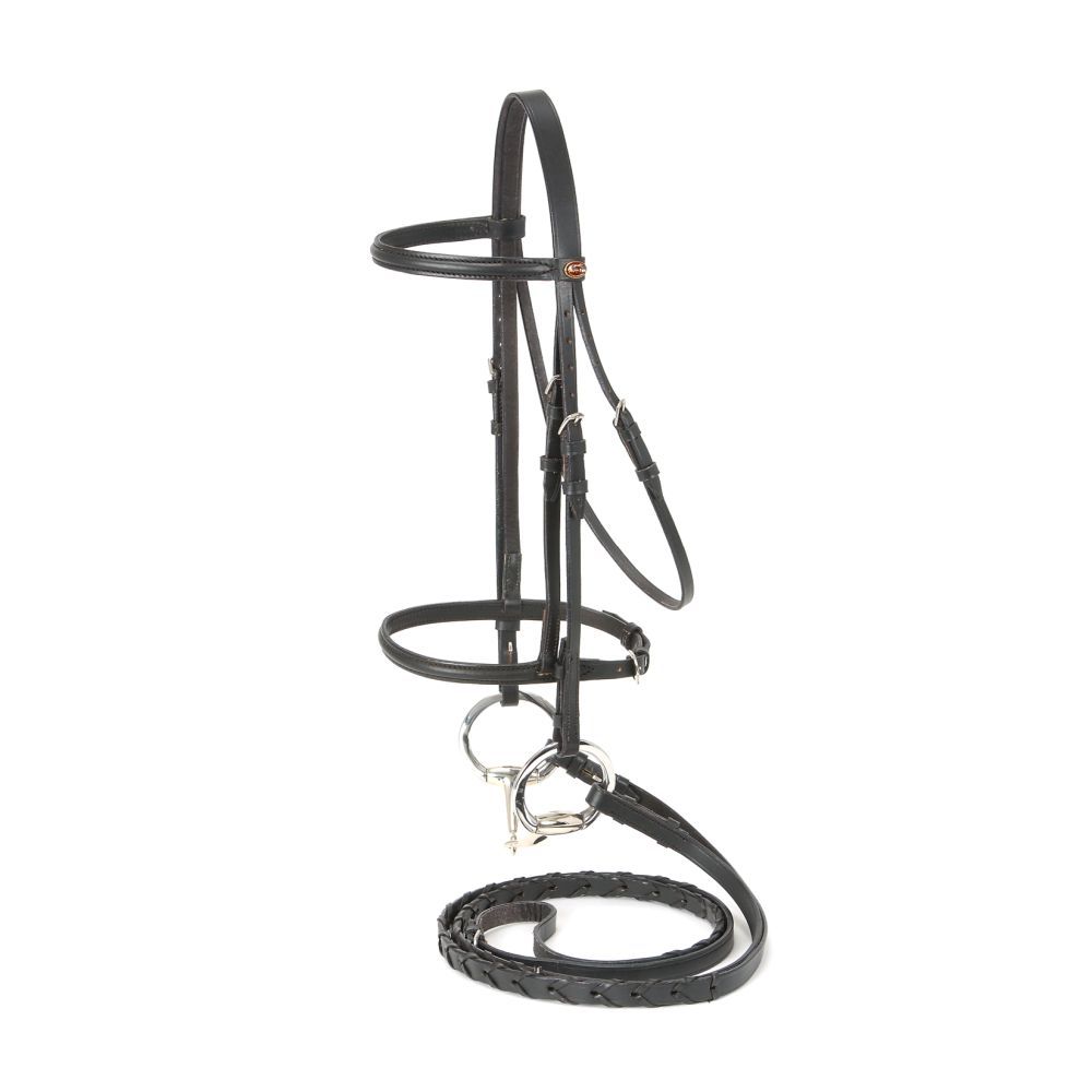 Equitare raised snaffle bridle in draft size with laced reins