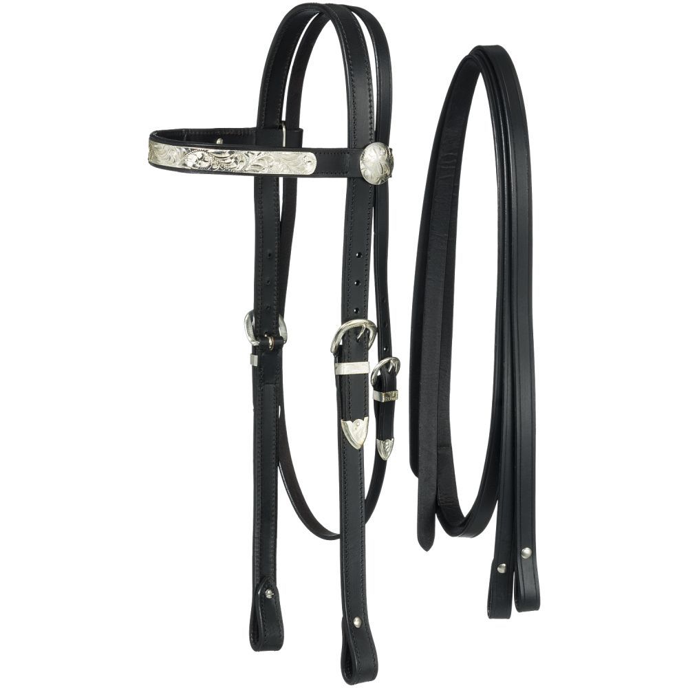 King Series draft horse Western show headstall with silver conchos