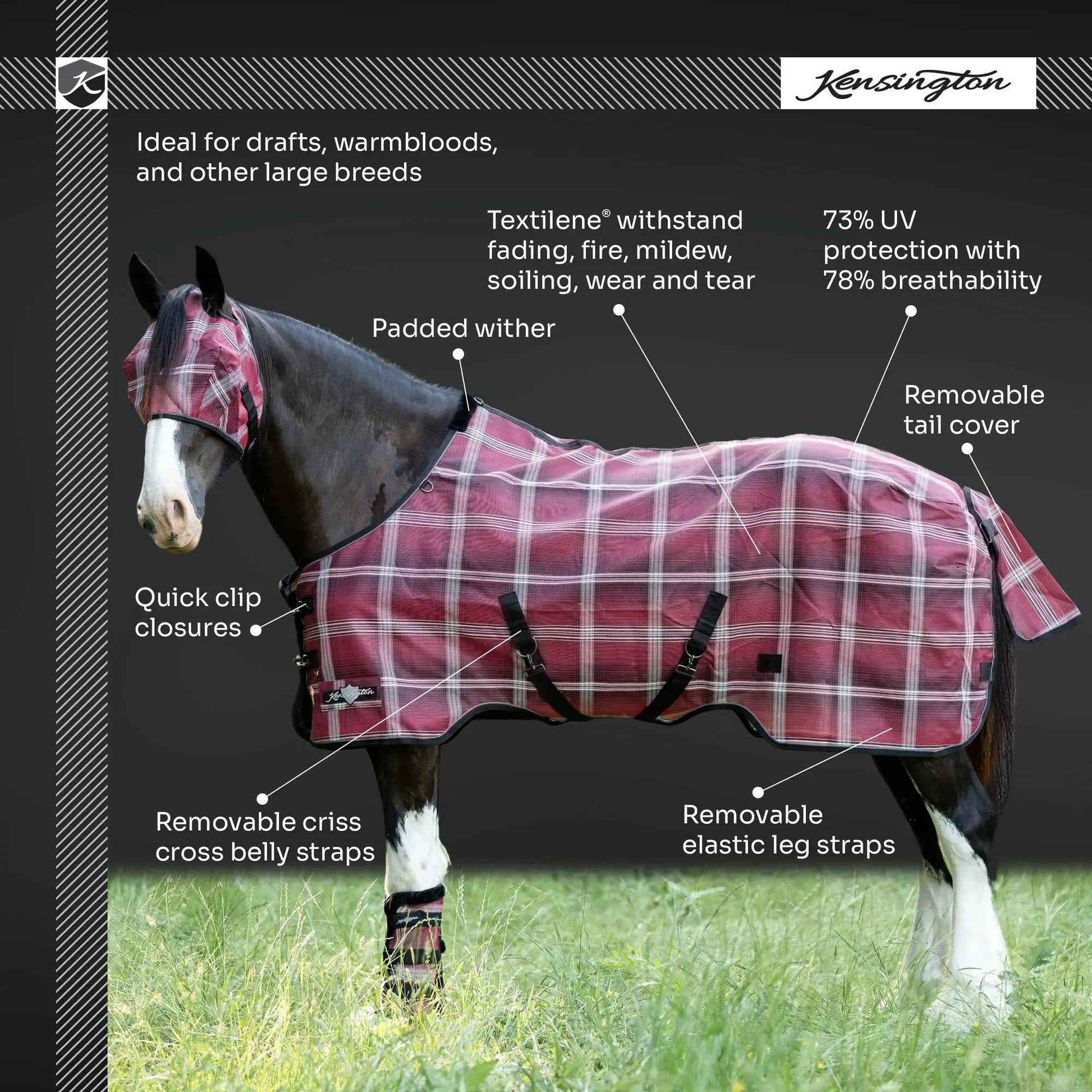 Draft Horse Fly Sheet - 73% UV Protection & Breathable Comfort