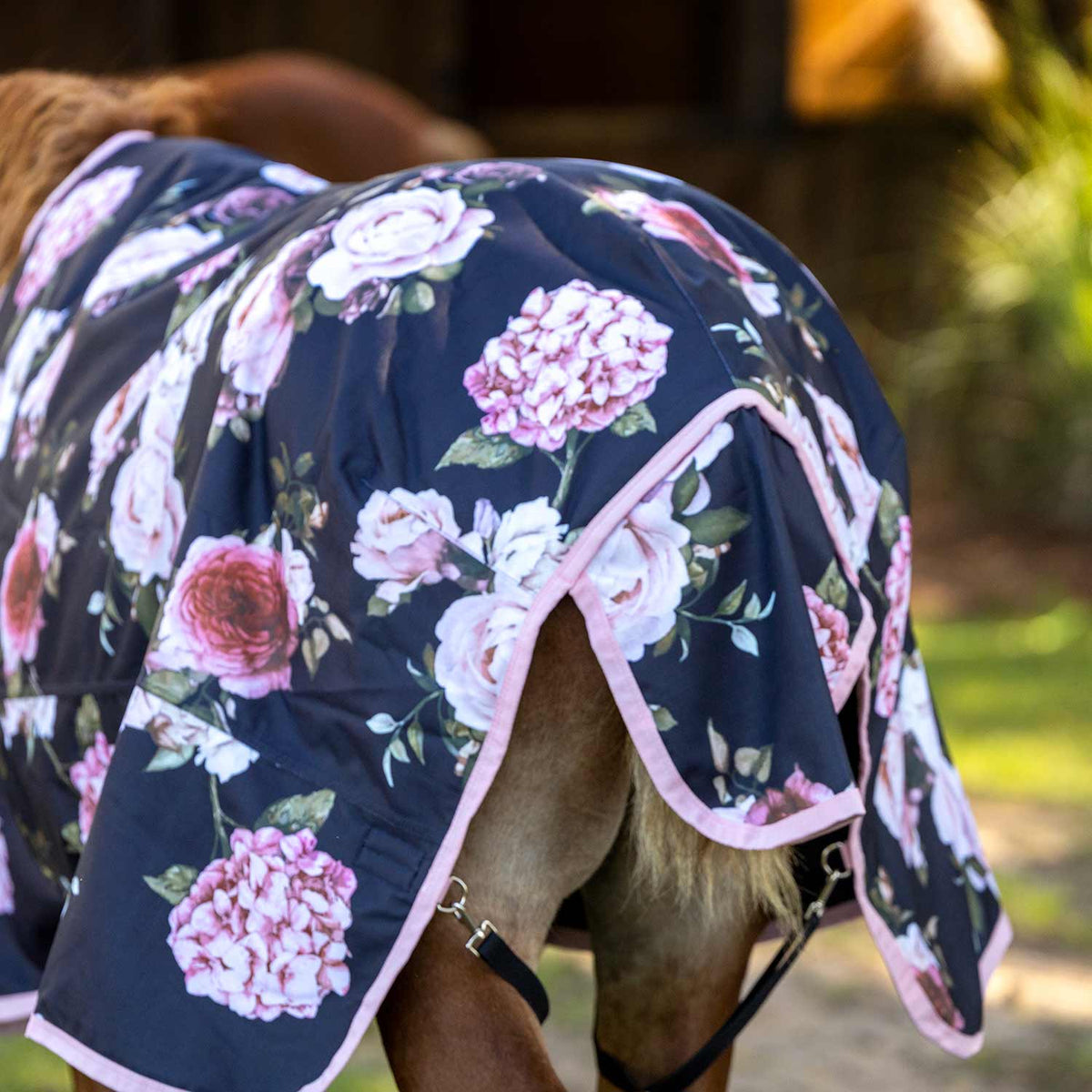 Draft horse turnout blanket in Rose Garden
