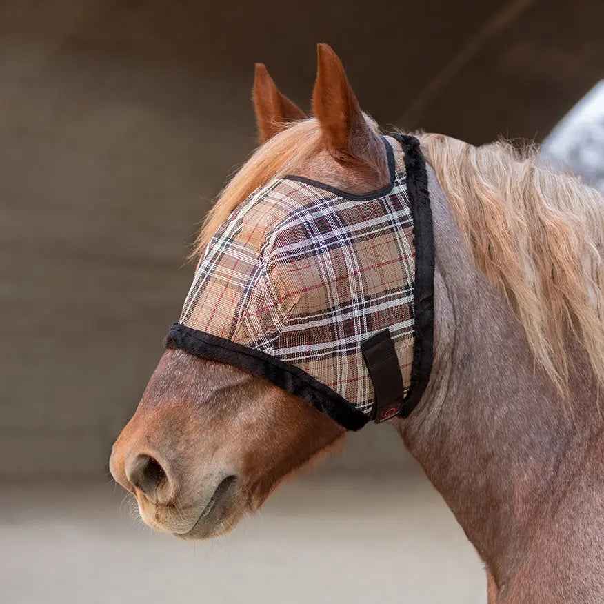 Open Top Draft Horse Fly Mask with Fleece Trim - 73% UV Protection & Comfort