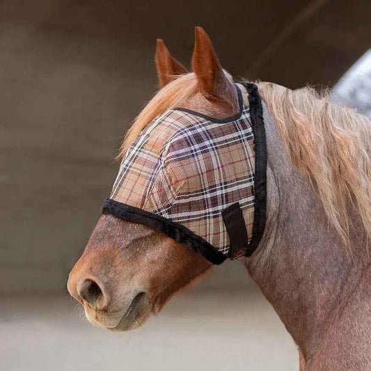 Open Top Draft Horse Fly Mask with Fleece Trim - 73% UV Protection & Comfort