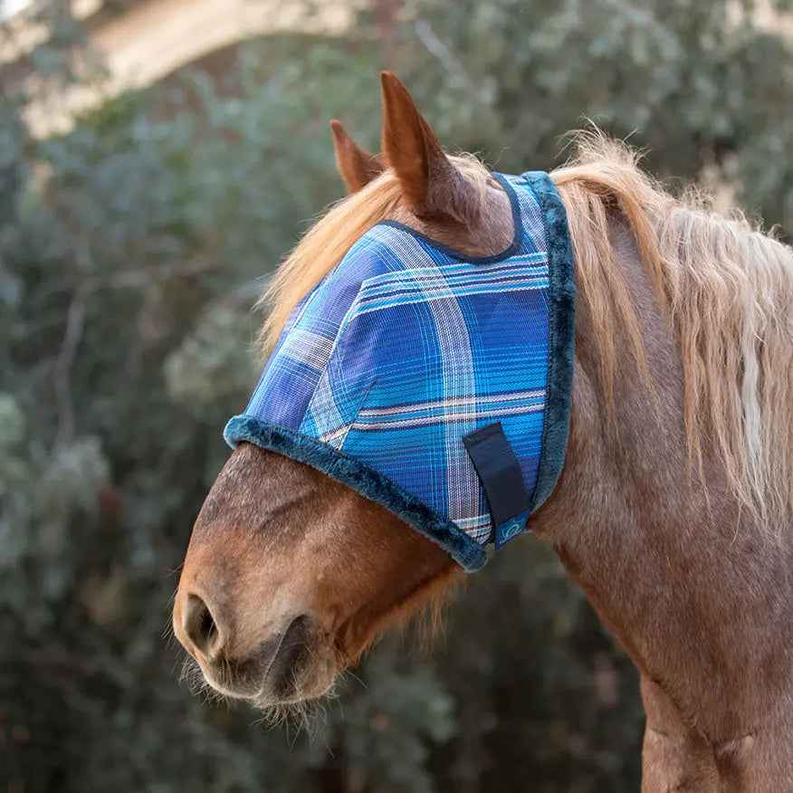 Open Top Draft Horse Fly Mask with Fleece Trim - 73% UV Protection & Comfort