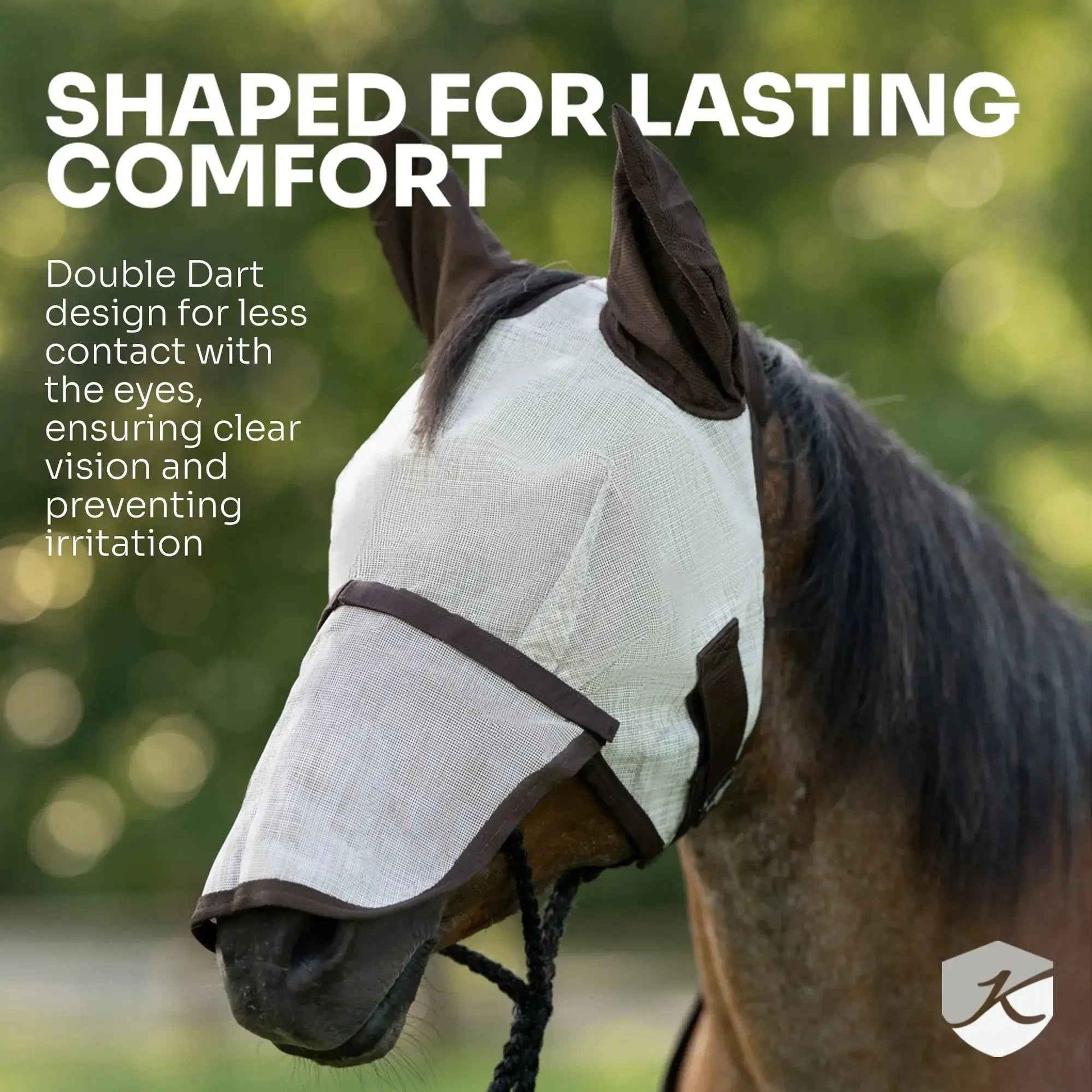Open Top Draft Horse Fly Mask with Fleece Trim - 73% UV Protection & Comfort