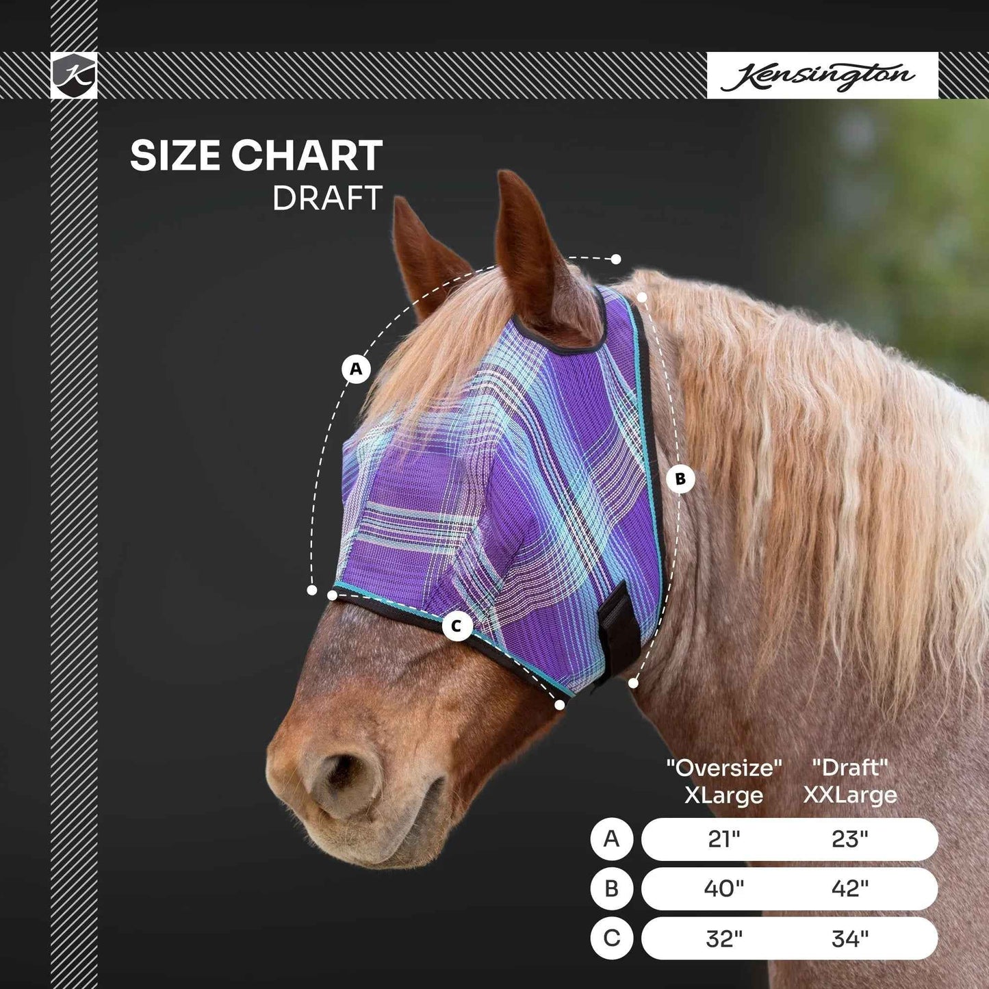 Draft Horse Fly Mask with 73% UV Protection