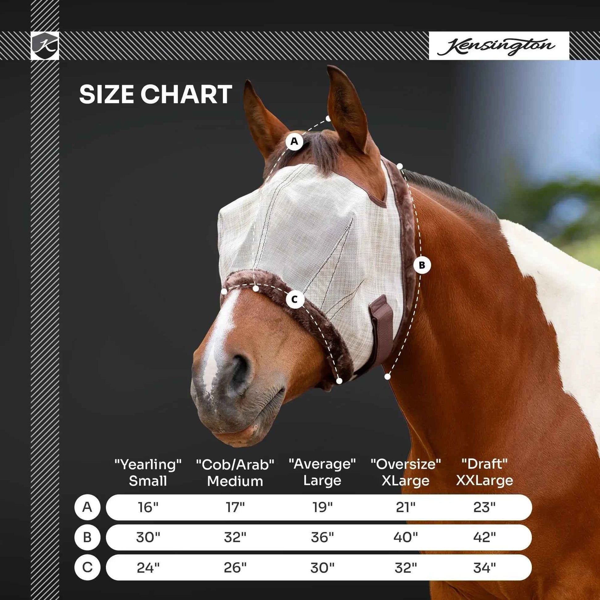 Open Top Draft Horse Fly Mask with Fleece Trim - 73% UV Protection & Comfort