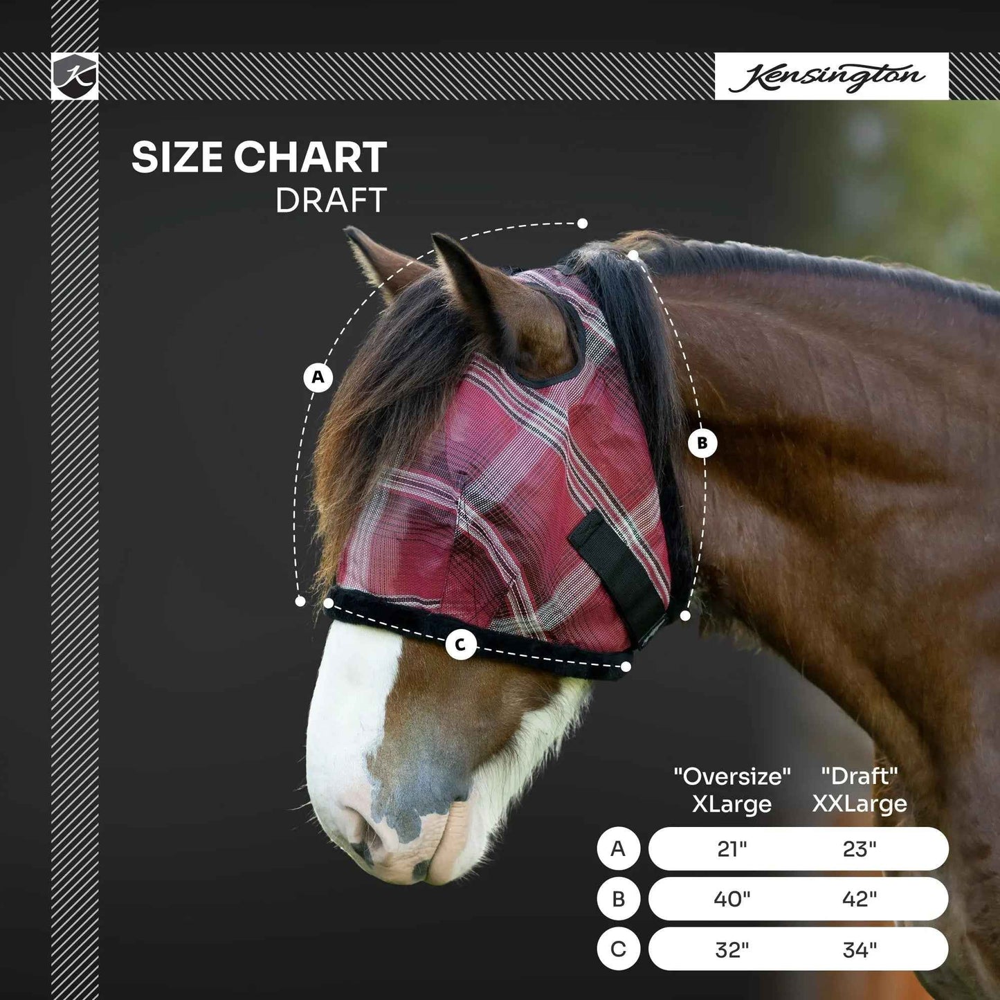 Fleece Trim Draft Horse Fly Mask