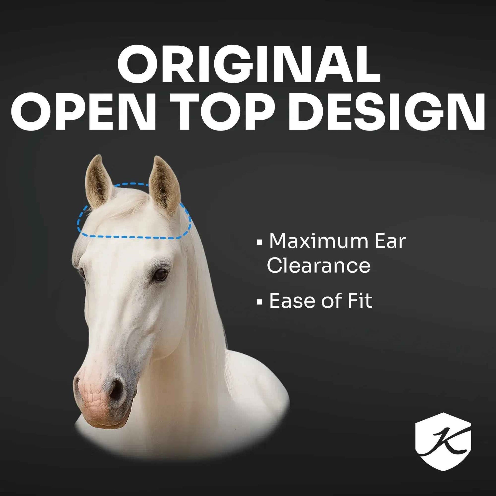 Open Top Draft Horse Fly Mask with Fleece Trim - 73% UV Protection & Comfort