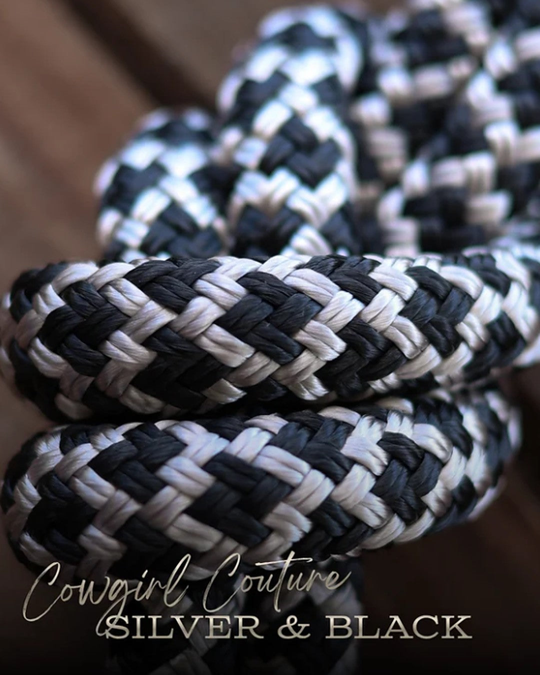 Silver and Black braided lead rope by HayChix